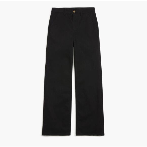 J.Crew Factory Wide Leg Chino Pants 10P black High Rise Workwear Casual NWT - Picture 3 of 13